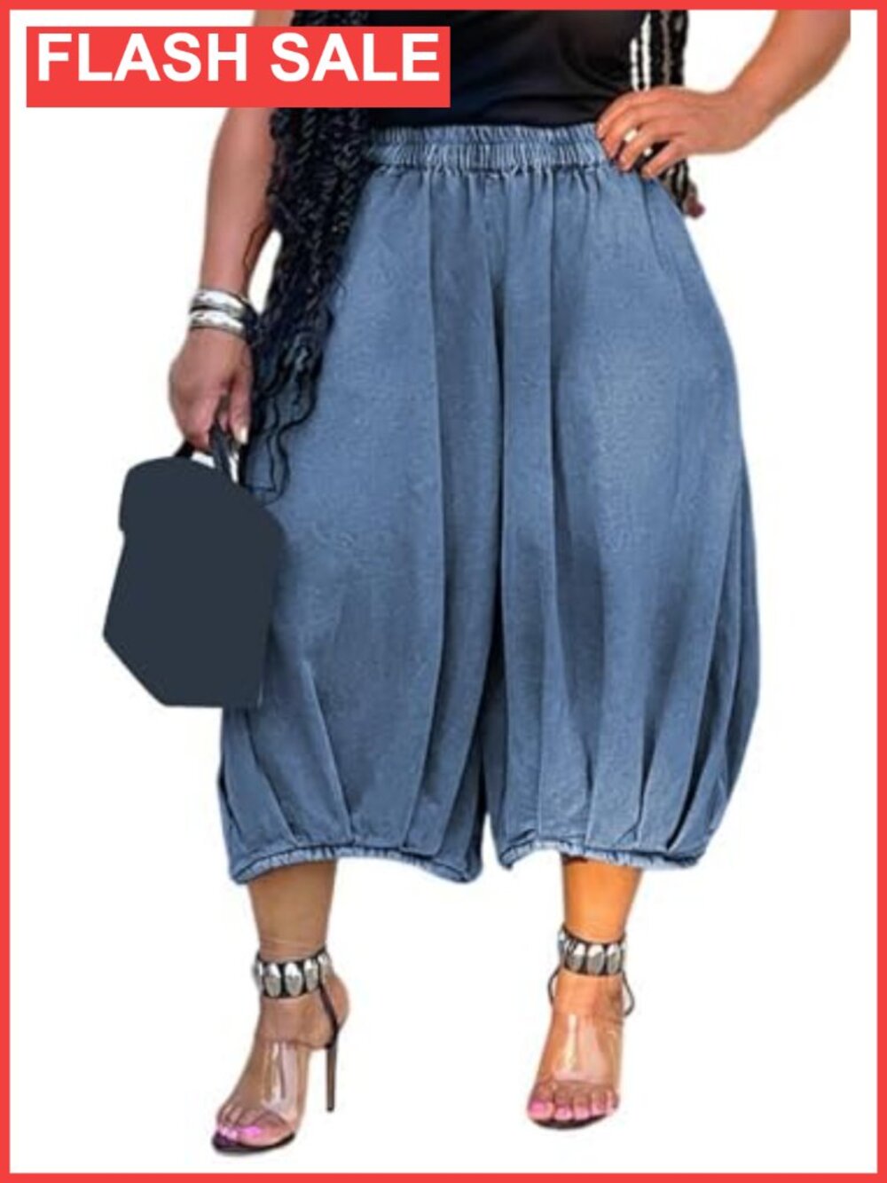 Barrel Leg Cropped High Waist Jeans Polyester Spandex Loose Fit